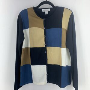 Dressbarn Womens Large Cardigan Sweater‎ Patchwork Preppy Casual Multicolor Y2K